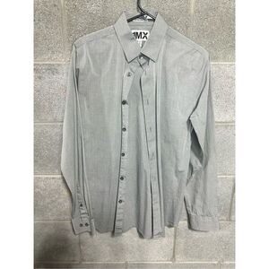 Express 1MX Slim Fit Dress Shirt Men's 15-15.5 Long Sleeve Light Green